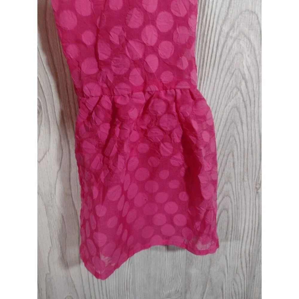 Tommy Hilfiger Blouse Women's Pink Top Small Petite Sheer Polka Dot Bell Sleeve
